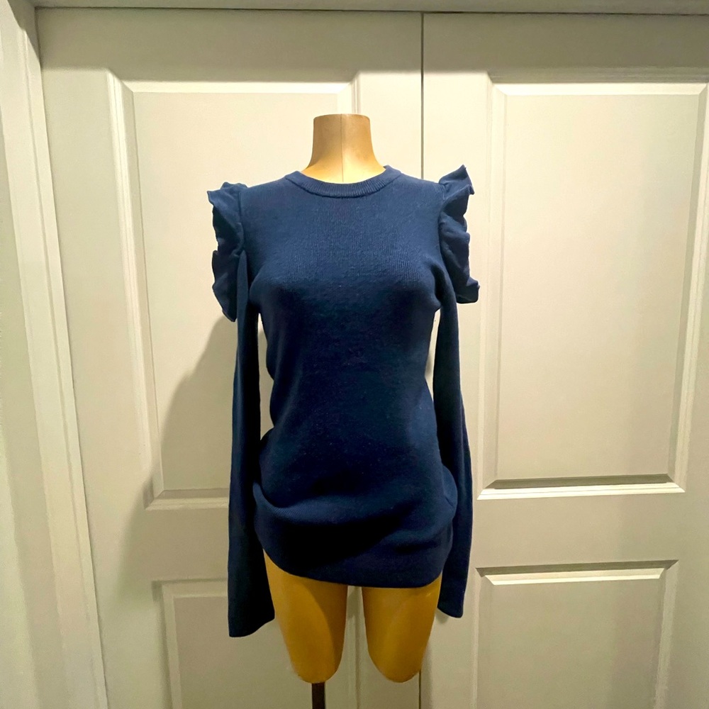 Saks Fifth Avenue ruffle cold shoulder sweater